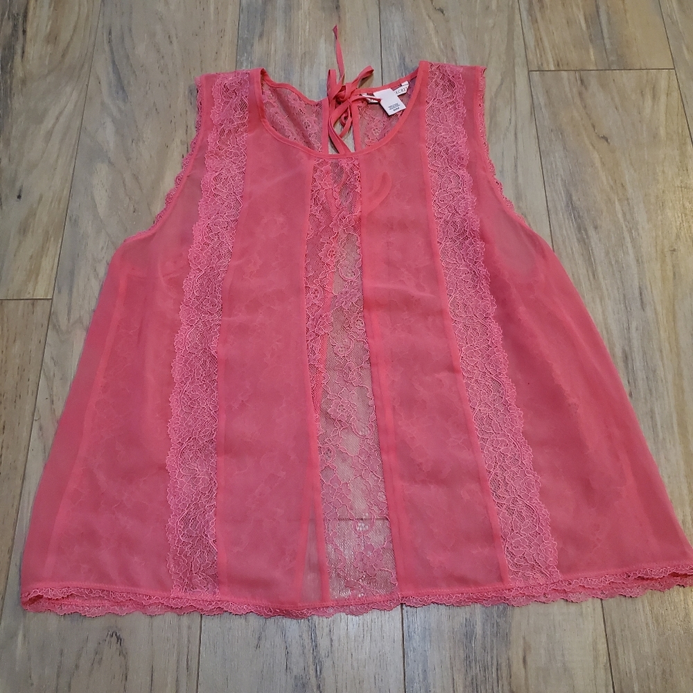 Victoria's Secret Sheer Lace Pink Crop Top M